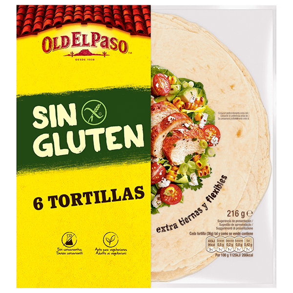 una confezione di 6 tortillas Old El Paso Gluten Free, 216 g
